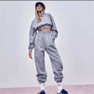 For Love and Lemons Light Gray Cropped Hoodie  & Sweatpants